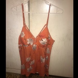 Orange low cut flower shirt